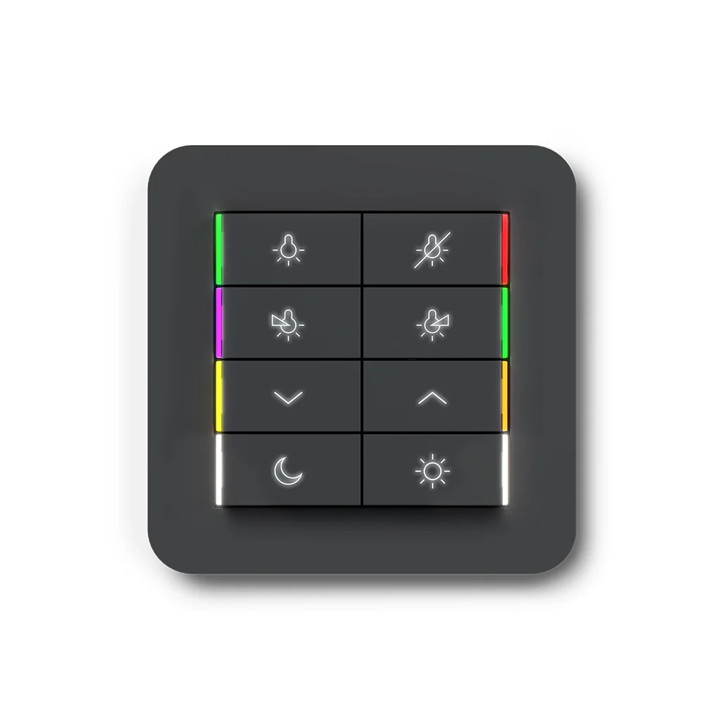 Hager-KNX-Tastsensor in Schwarz mit Symbolen