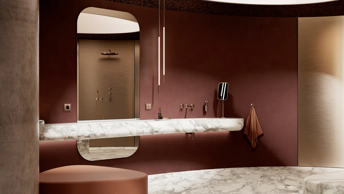 Badezimmer mit JUNG Schaltern in Bronze